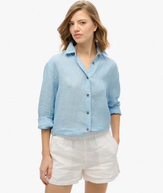 superdry Camisa informal de lino con corte boyfriend Descuentos del mes
