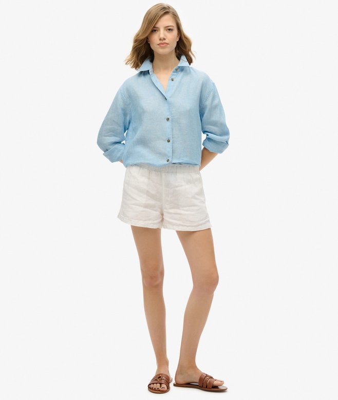 superdry Camisa informal de lino con corte boyfriend Descuentos del mes