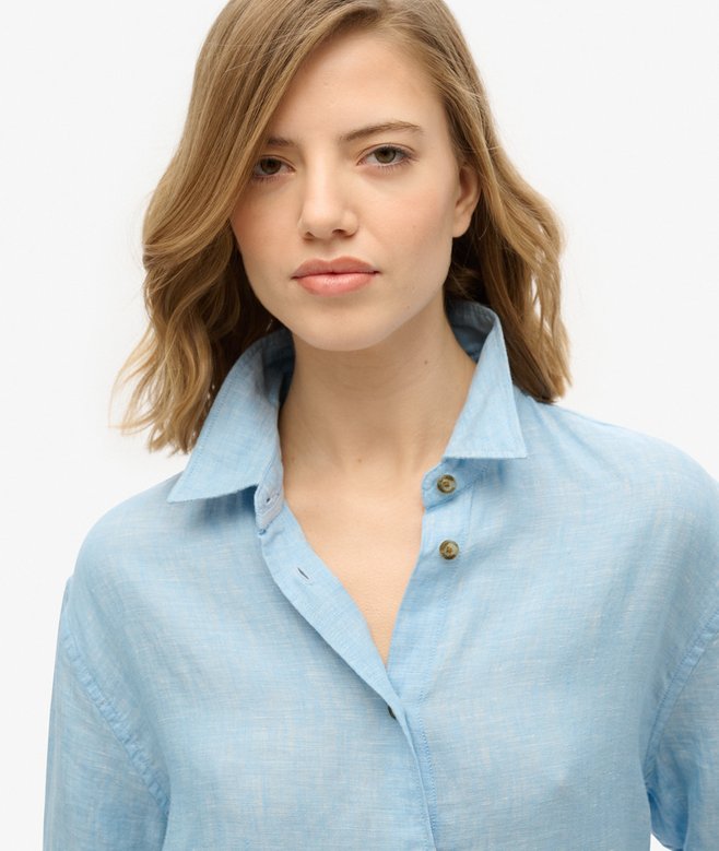 superdry Camisa informal de lino con corte boyfriend Descuentos del mes