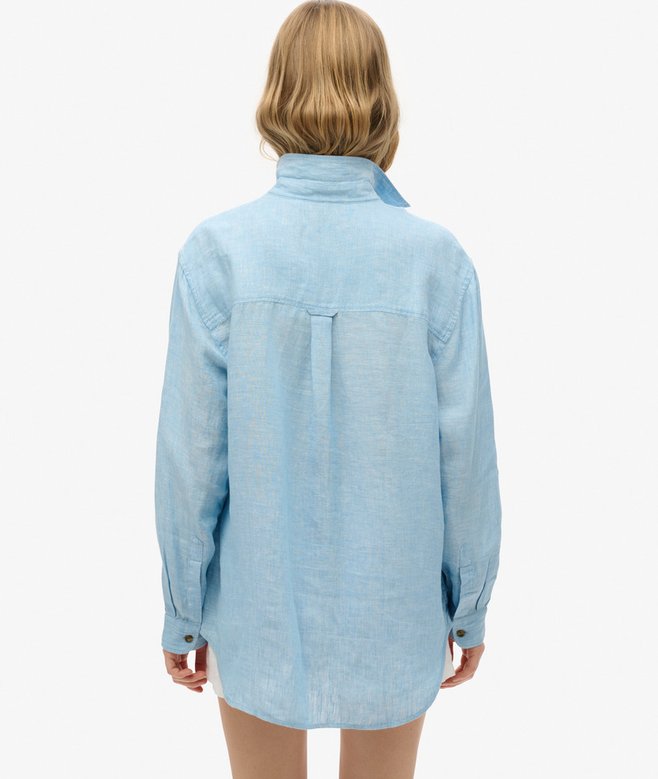 superdry Camisa informal de lino con corte boyfriend Descuentos del mes