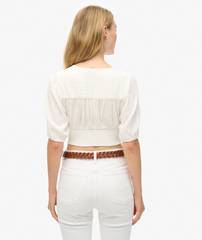 superdry Top con ribete de encaje de manga corta Ibiza Precio ultrabajo