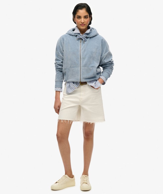superdry Sudadera con capucha y cremallera de velvetón En línea