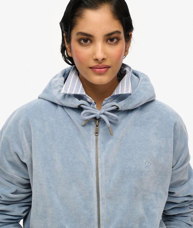 superdry Sudadera con capucha y cremallera de velvetón En línea