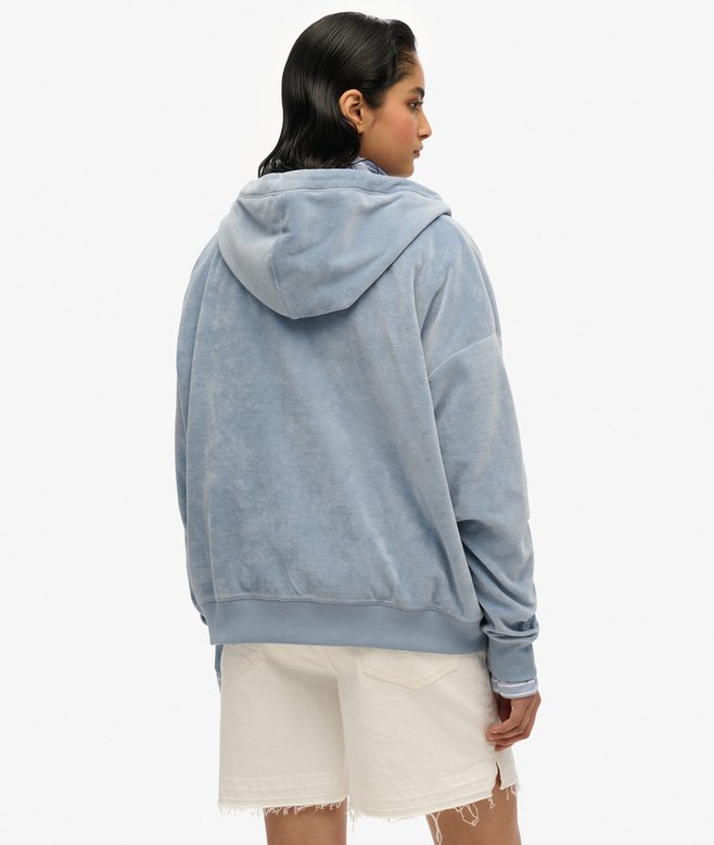 superdry Sudadera con capucha y cremallera de velvetón En línea