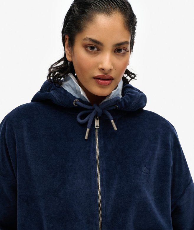 superdry Sudadera con capucha y cremallera de velvetón Outlet online