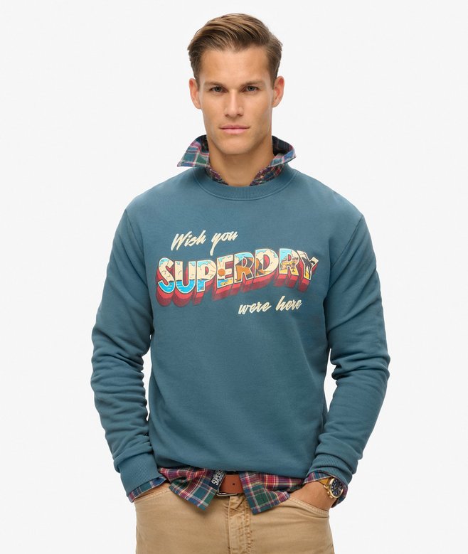superdry Sudadera gráfica con cuello redondo Travel Postcard Liquidación