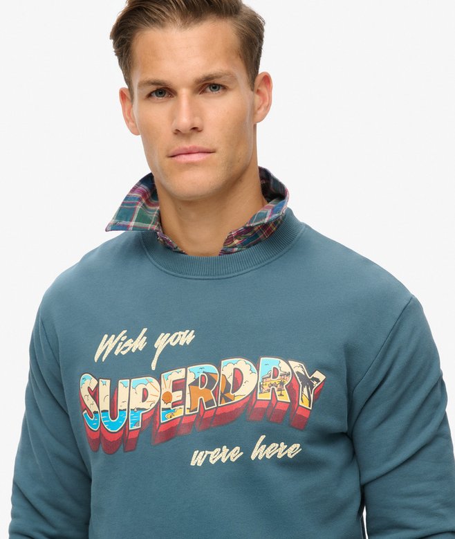 superdry Sudadera gráfica con cuello redondo Travel Postcard Liquidación