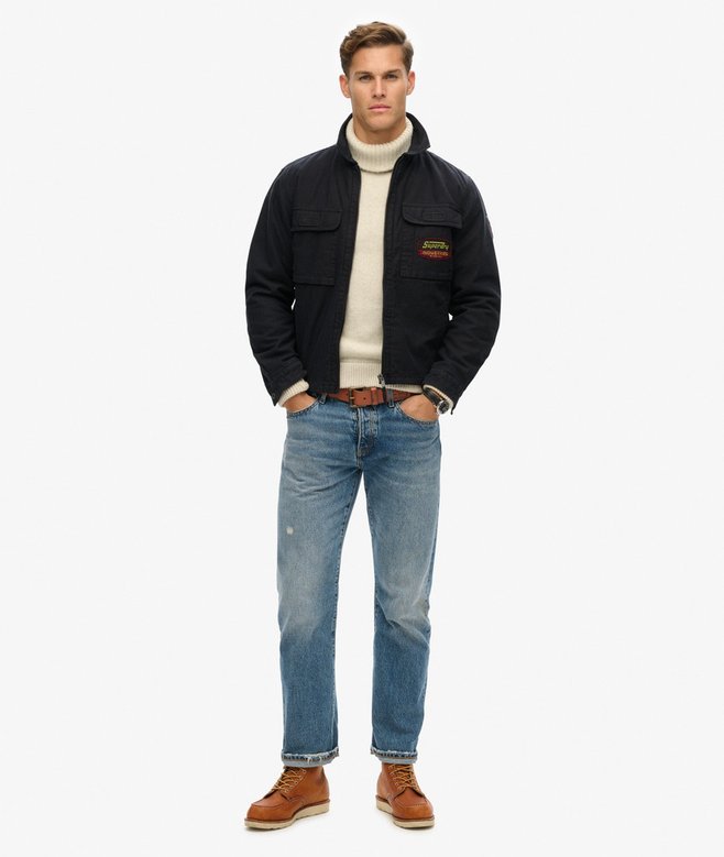 superdry Chaqueta con cremallera integral y parches Precio de fábrica