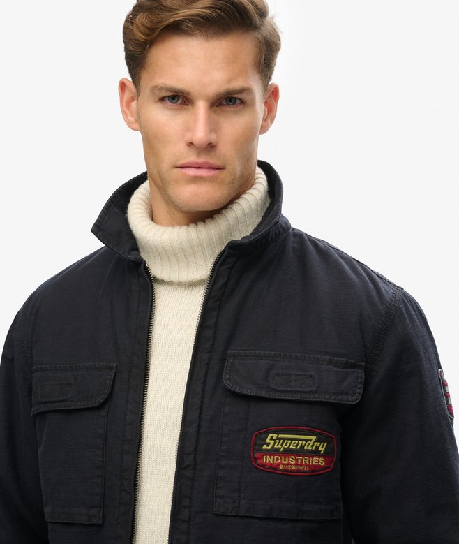superdry Chaqueta con cremallera integral y parches Precio de fábrica