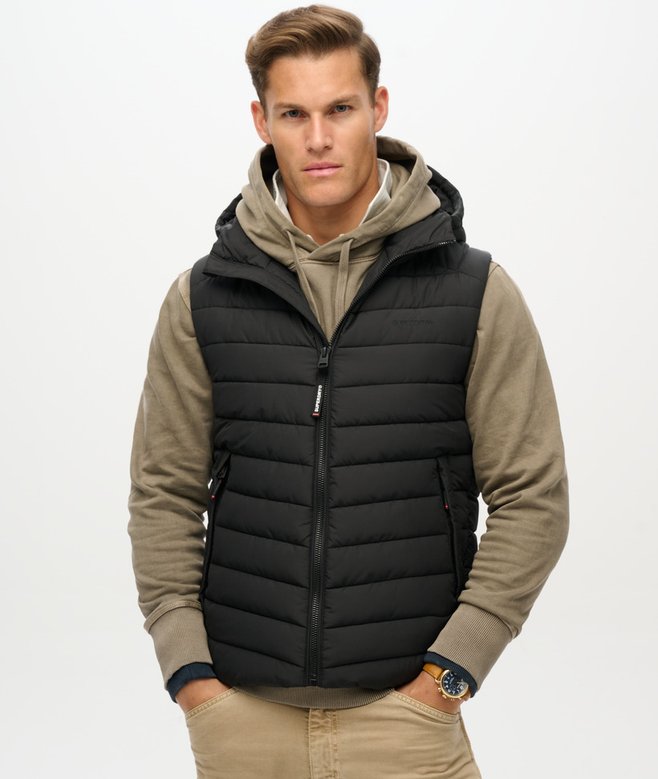 superdry Chaleco acolchado deportivo con capucha Fuji Última moda