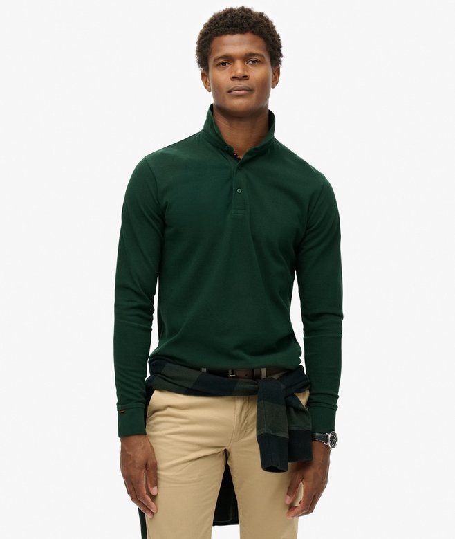 superdry Polo de piqué de manga larga de algodón Outlet online