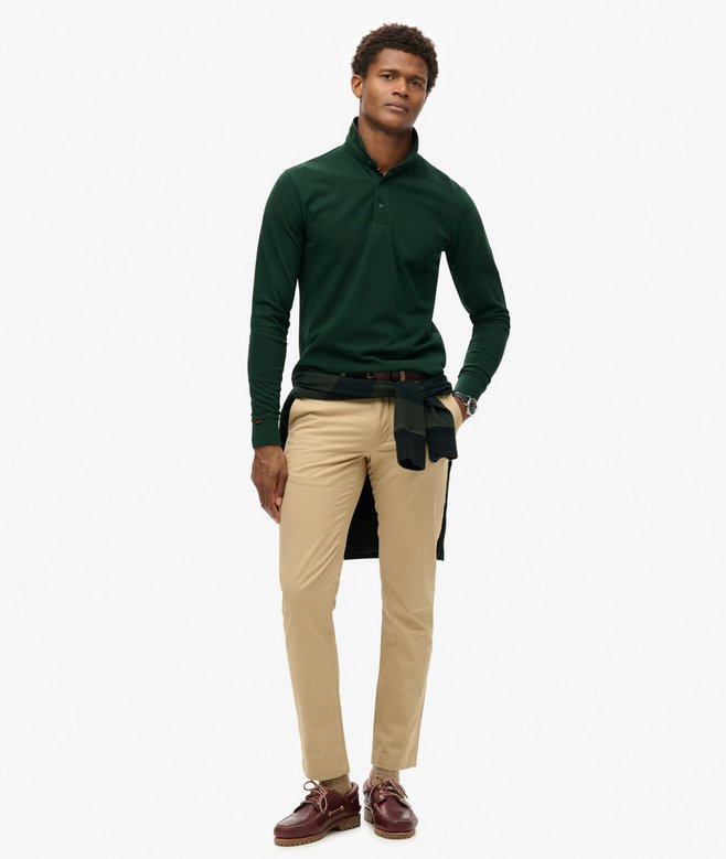 superdry Polo de piqué de manga larga de algodón Outlet online