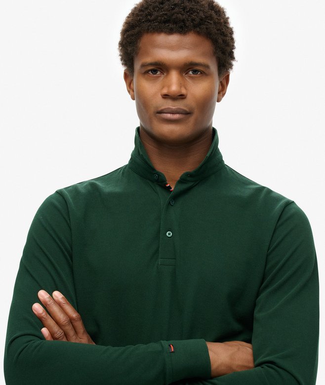 superdry Polo de piqué de manga larga de algodón Outlet online