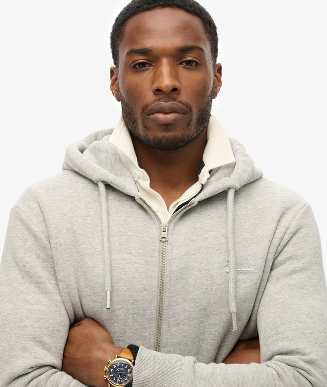 superdry Sudadera de algodón orgánico con capucha cremallera y logotipo Vintage Logo bordado Rebajas