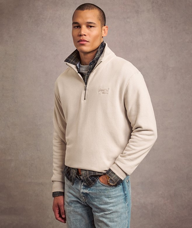 superdry Sudadera con cuello panadero con logotipo Essential Ventas relámpago