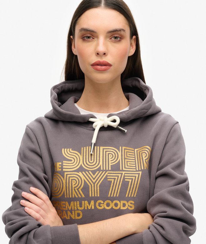 superdry Sudadera con capucha purpurina y logotipo Retro Rebajas de fábrica