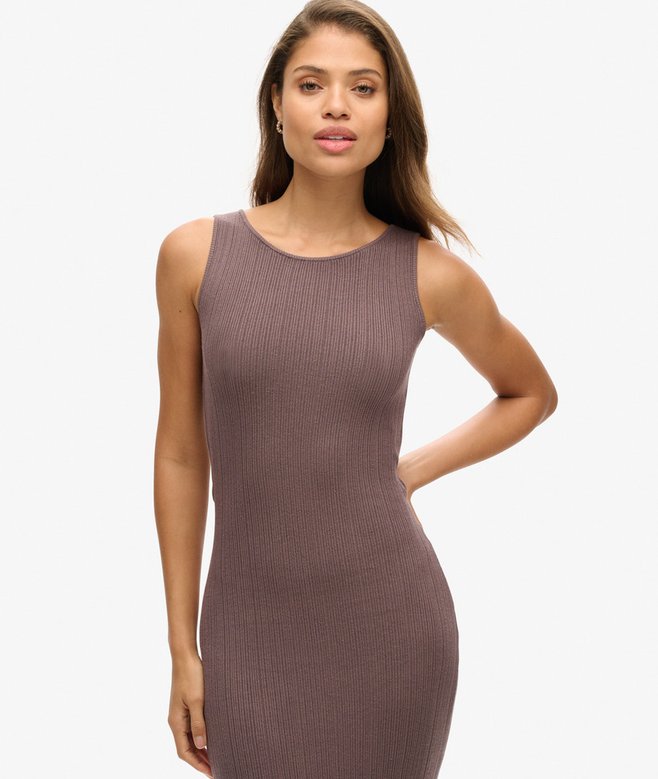 superdry Vestido midi de punto con espalda abierta Rebajas top