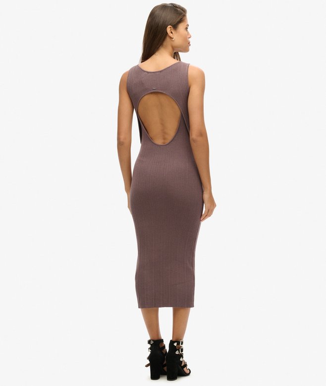 superdry Vestido midi de punto con espalda abierta Rebajas top