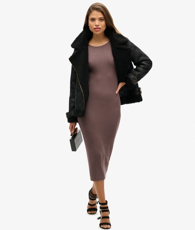 superdry Vestido midi de punto con espalda abierta Rebajas top