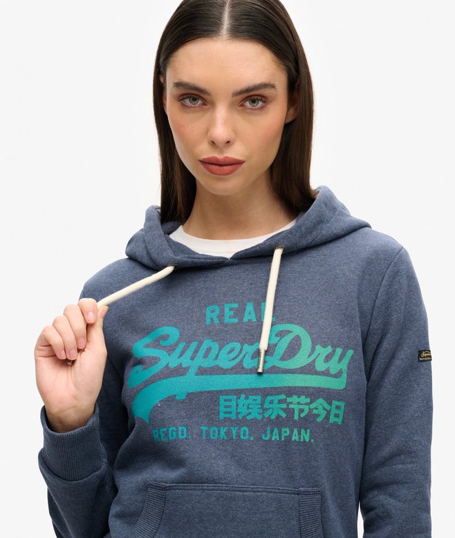 superdry Sudadera gráfica con capucha y Vintage Logo en tono más intenso Liquidación