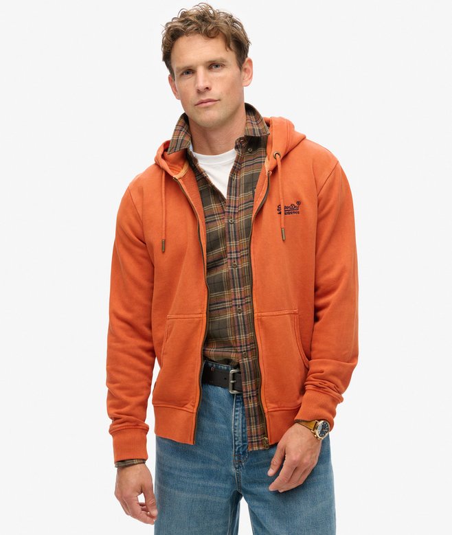superdry Sudadera lavada con capucha cremallera y logotipo Essential