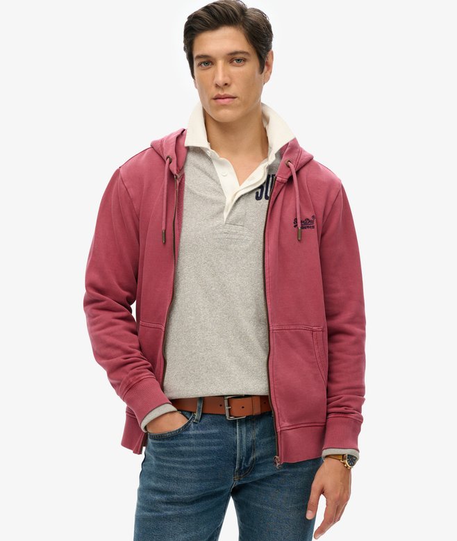 superdry Sudadera lavada con capucha cremallera y logotipo Essential Los más vendidos