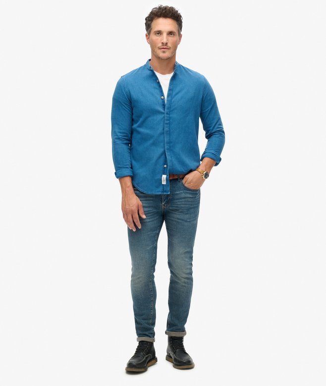 superdry Camisa índigo con cuello panadero Merchant Store Mejor oferta