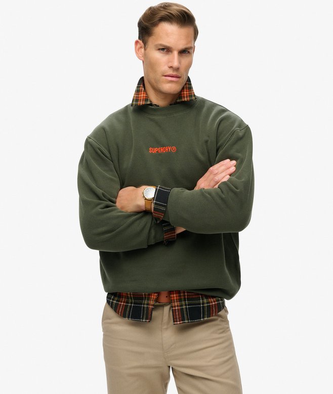 superdry Sudadera suelta de cuello redondo con micrologotipo estampado Rebajas top