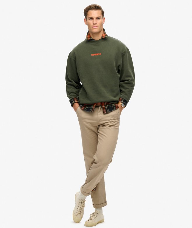 superdry Sudadera suelta de cuello redondo con micrologotipo estampado Rebajas top
