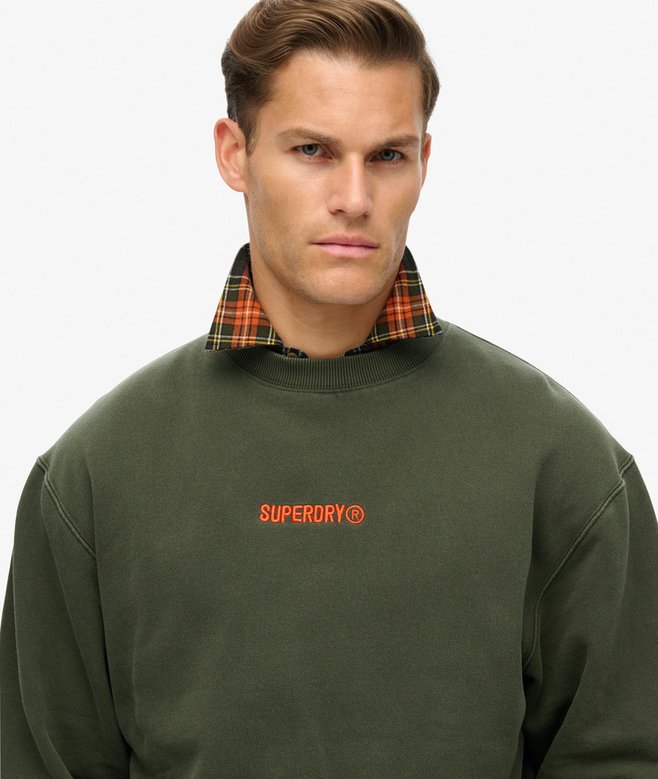 superdry Sudadera suelta de cuello redondo con micrologotipo estampado Rebajas top