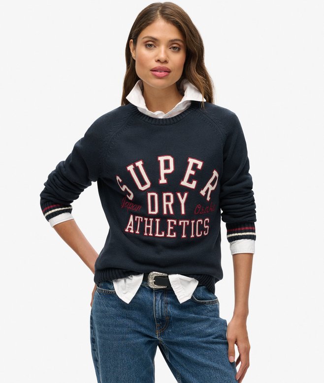 superdry Jersey gráfico holgado de punto con cuello redondo