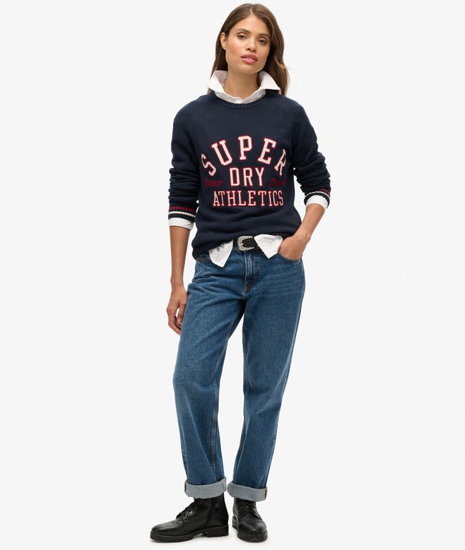 superdry Jersey gráfico holgado de punto con cuello redondo Tienda