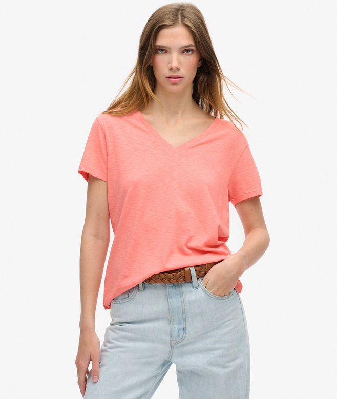 superdry Camiseta con cuello de pico flameada y con bordado Solo hoy