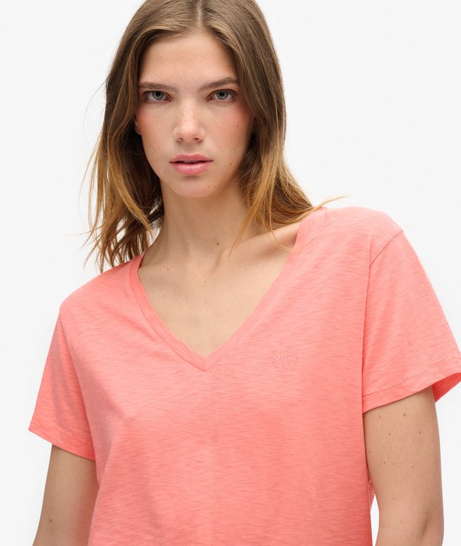 superdry Camiseta con cuello de pico flameada y con bordado Solo hoy