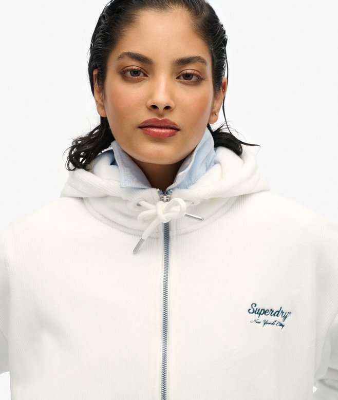 superdry Sudadera con capucha y cremallera de velvetón Country Club Ofertas de temporada