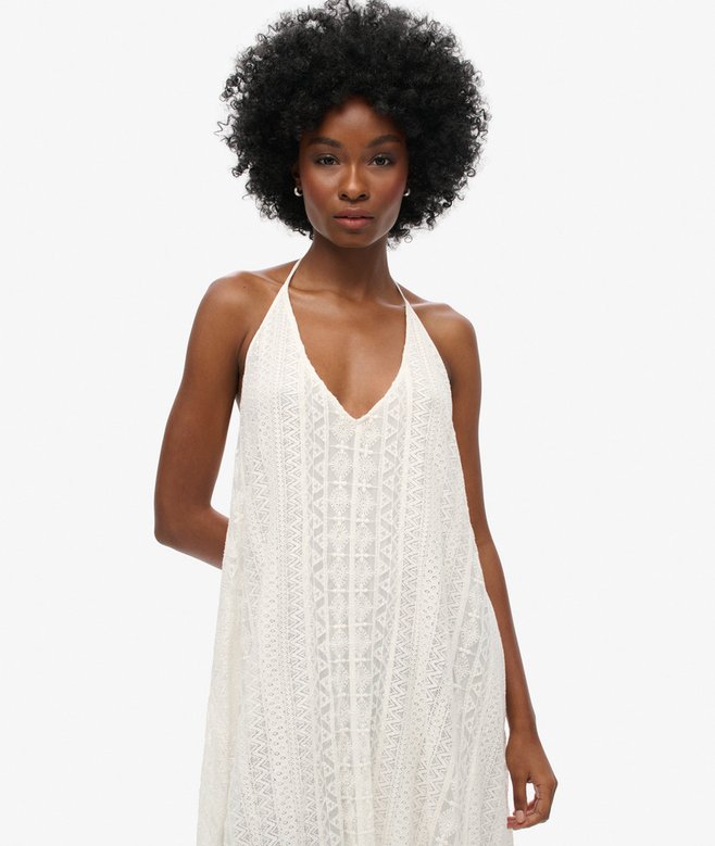 superdry Vestido midi íntegramente confeccionado en encaje Liquidación