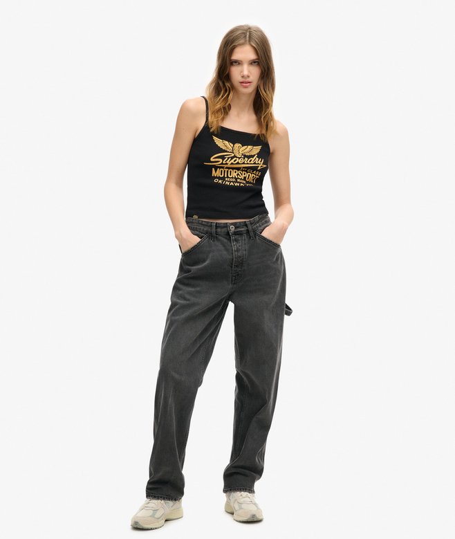 superdry Camiseta gráfica de tirantes de canalé Retro Rocker Envío gratis