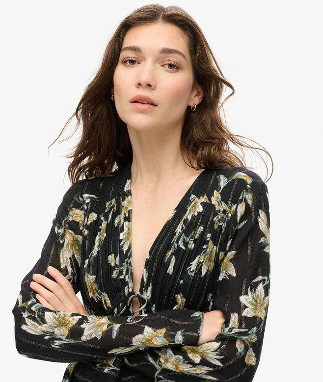 superdry Top tejido plisado con mangas 70s Envío gratis