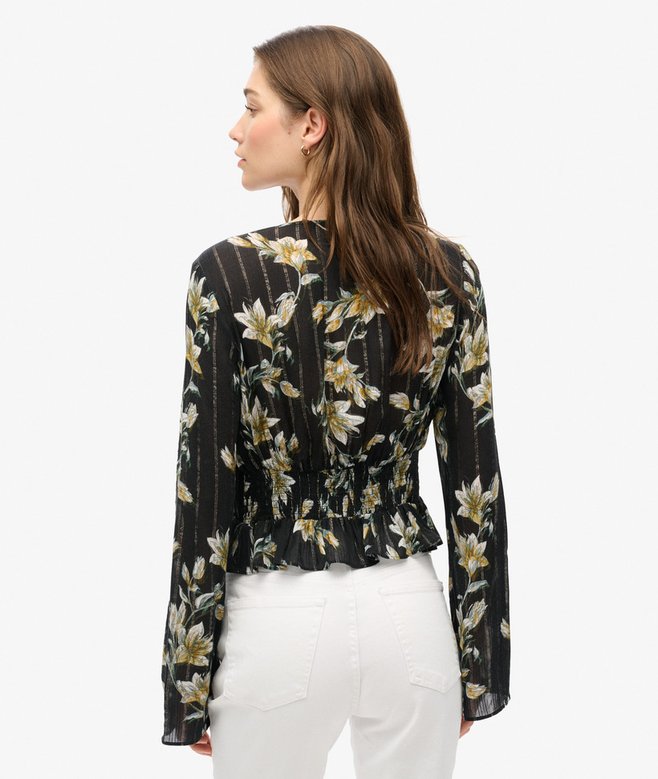 superdry Top tejido plisado con mangas 70s Envío gratis