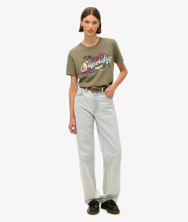 superdry Camiseta de corte relajado con motivo de tatuaje Script Grandes descuentos