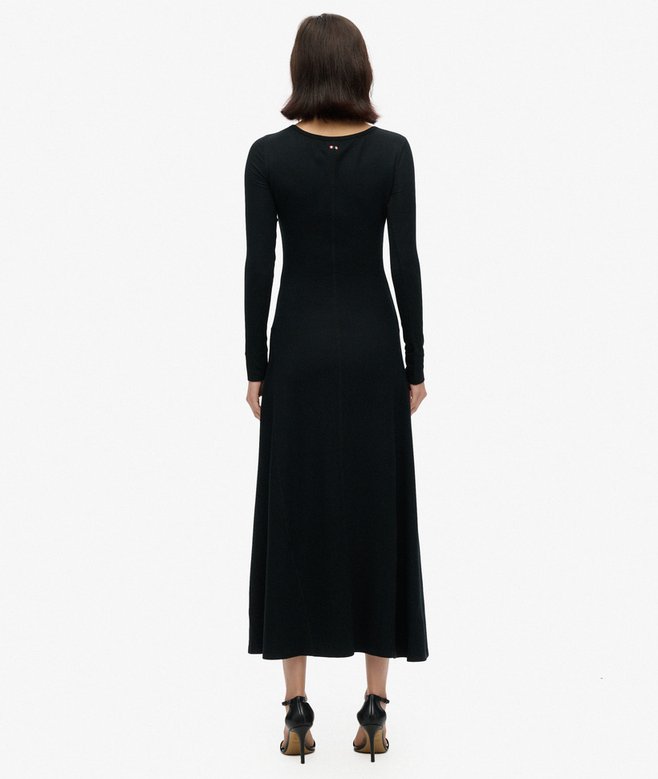 superdry Vestido midi de punto con media botonadura Ofertas especiales