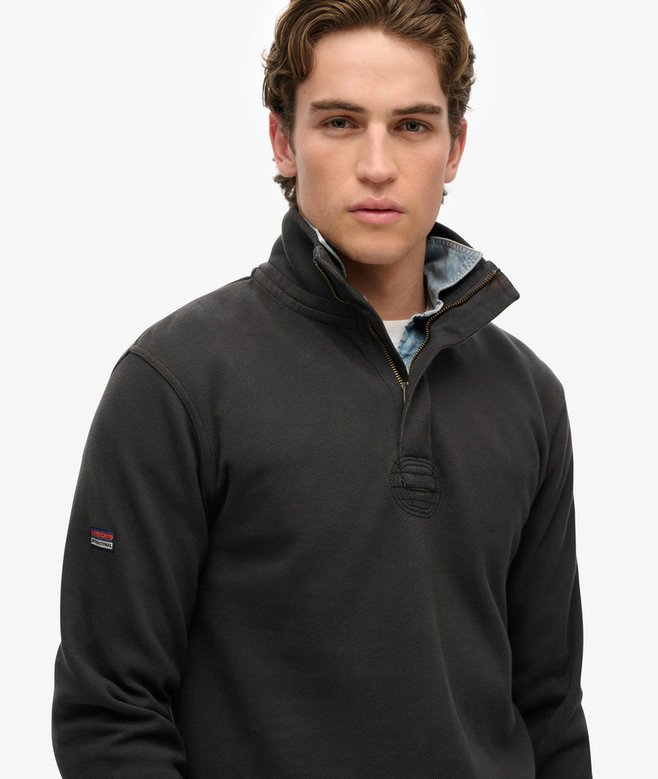 superdry Jersey clásico de piqué de algodón con media cremallera Rebajas top