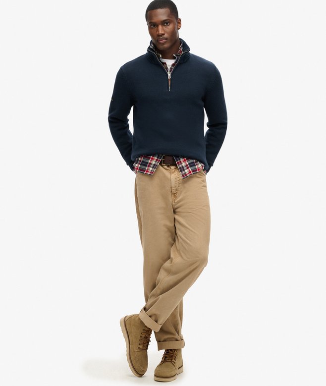 superdry Jersey clásico de punto de algodón con media cremallera COMPRAR AHORA