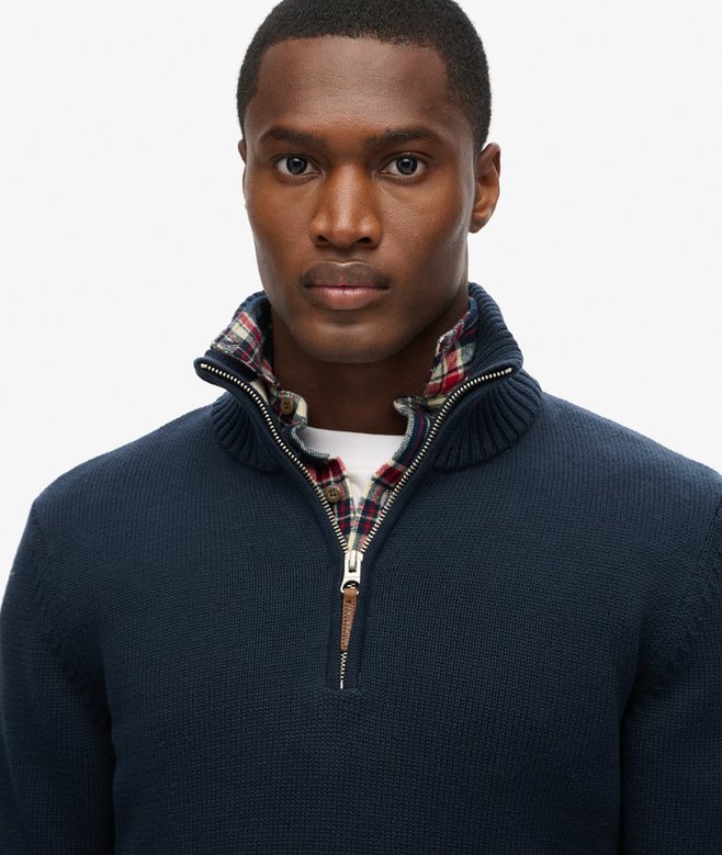 superdry Jersey clásico de punto de algodón con media cremallera COMPRAR AHORA