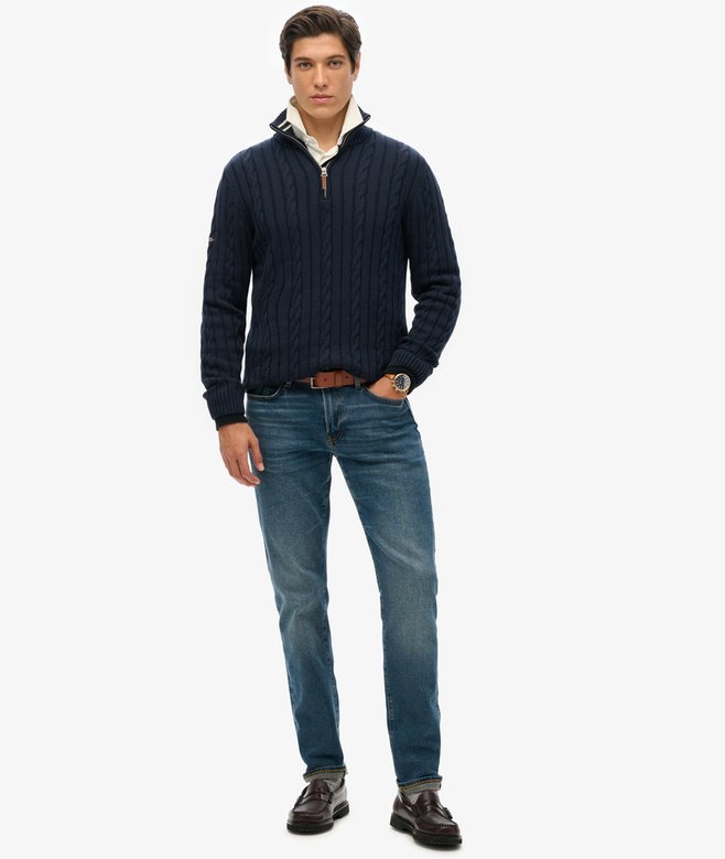 superdry Jersey clásico de punto trenzado de algodón con media cremallera Grandes ahorros