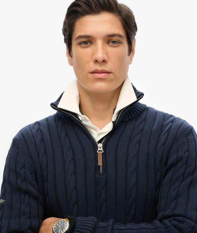 superdry Jersey clásico de punto trenzado de algodón con media cremallera Grandes ahorros