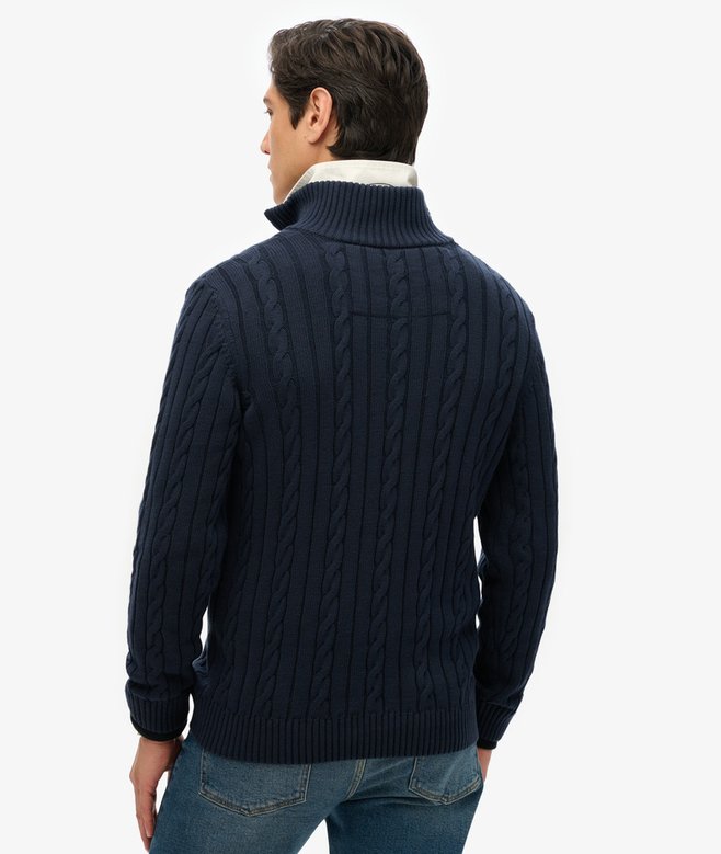 superdry Jersey clásico de punto trenzado de algodón con media cremallera Grandes ahorros