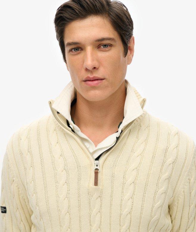 superdry Jersey clásico de punto trenzado de algodón con media cremallera Rebajas de fin de temporada