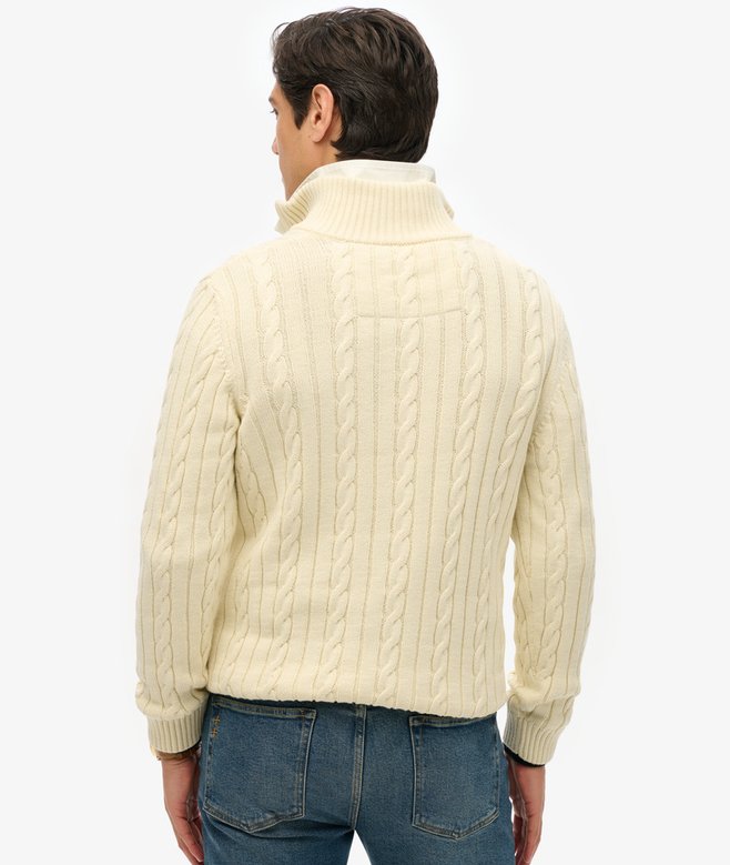 superdry Jersey clásico de punto trenzado de algodón con media cremallera Rebajas de fin de temporada