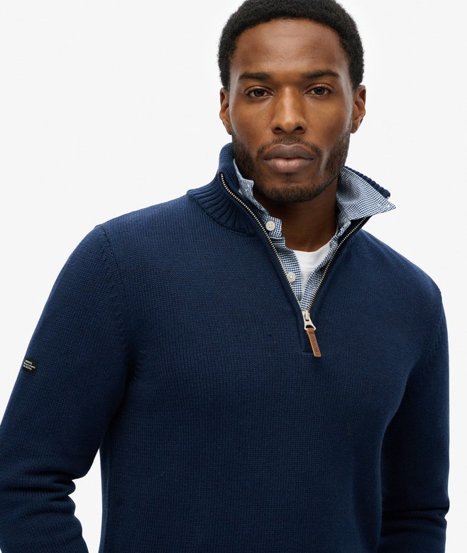 superdry Jersey clásico de punto de algodón con media cremallera Outlet online